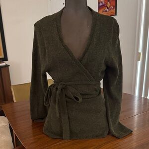 J. Crew Olive Green Wrap Cardigan Sweater